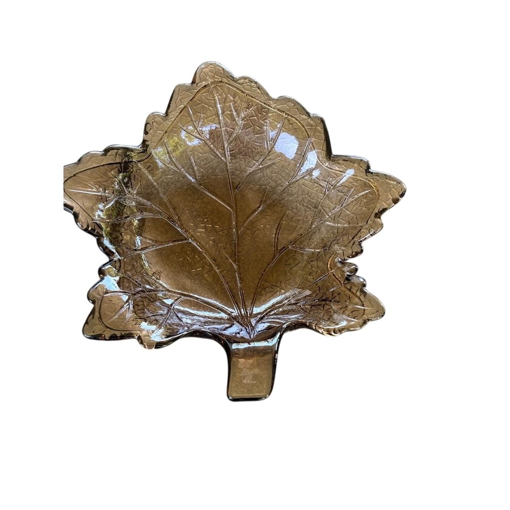 Vintage Westmoreland Glass Maple Leaf Dish Mid Century Modern 6" Autumn Fall